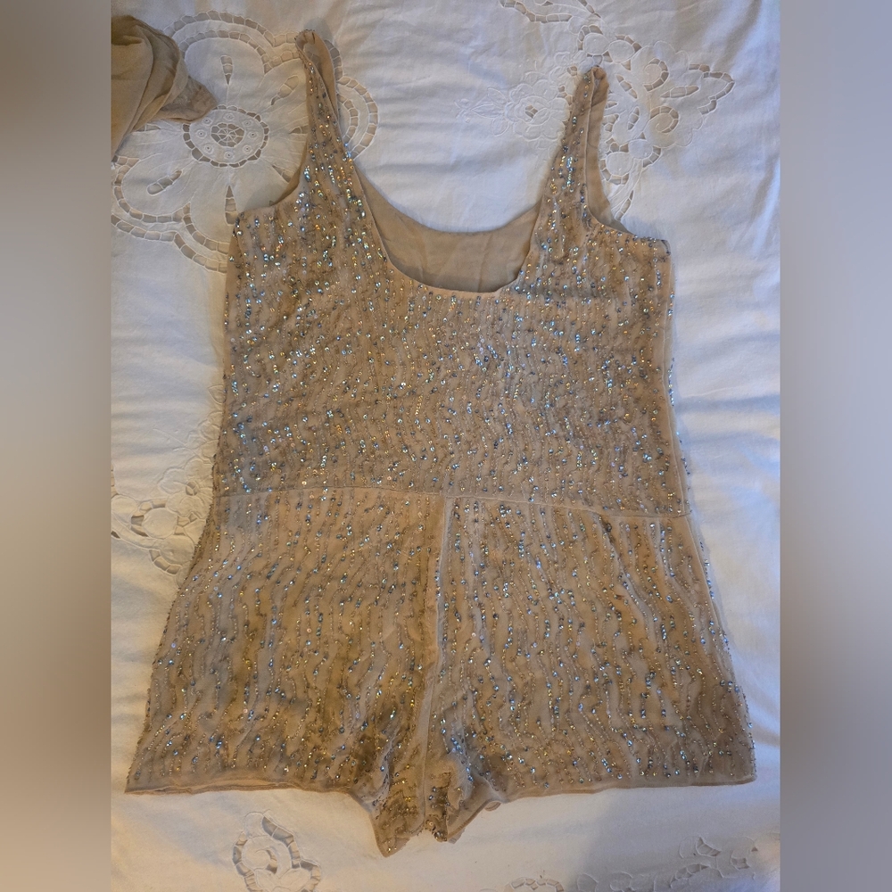 Zara Embellished Sequin Romper – Nude / Champagne Tone - Picture 2 of 4
